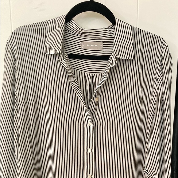 COPY - Everlane striped black and white silk shirt size 16 - Picture 3 of 10